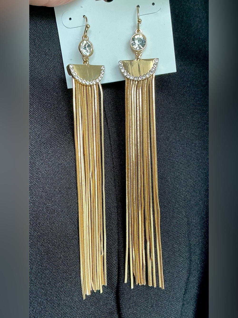 New! GUESS Long Chain Fringe Gold Tone Dangle Statement Earrings Gold Jewelry